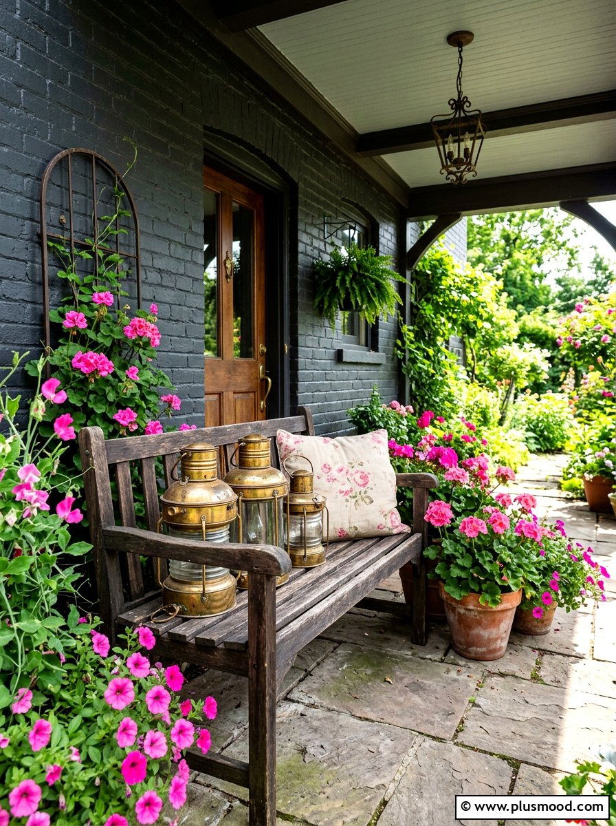 Vintage Brass Lantern - 25 summer front porch lantern ideas