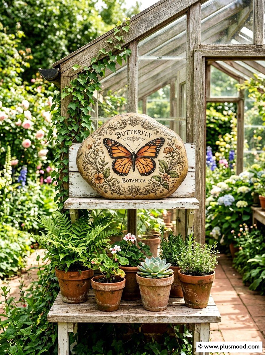 Vintage Butterfly Rock Art - 25 painted rock ideas with butterflies