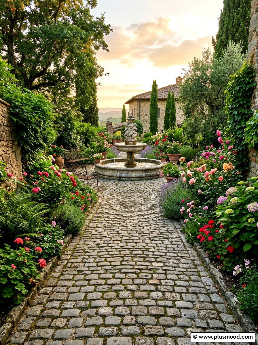 Vintage Cobblestone Garden Path - 25 summer garden pathway ideas