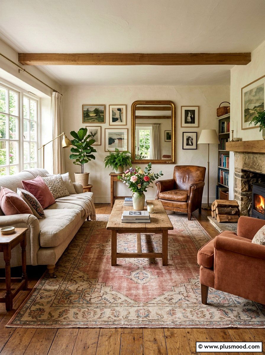 Vintage Distressed Rug - 25 summer rug ideas for living room