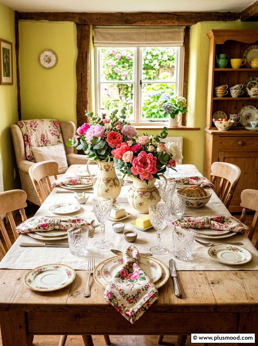 Vintage Floral Dining Table - 25 summer dining table ideas for summer