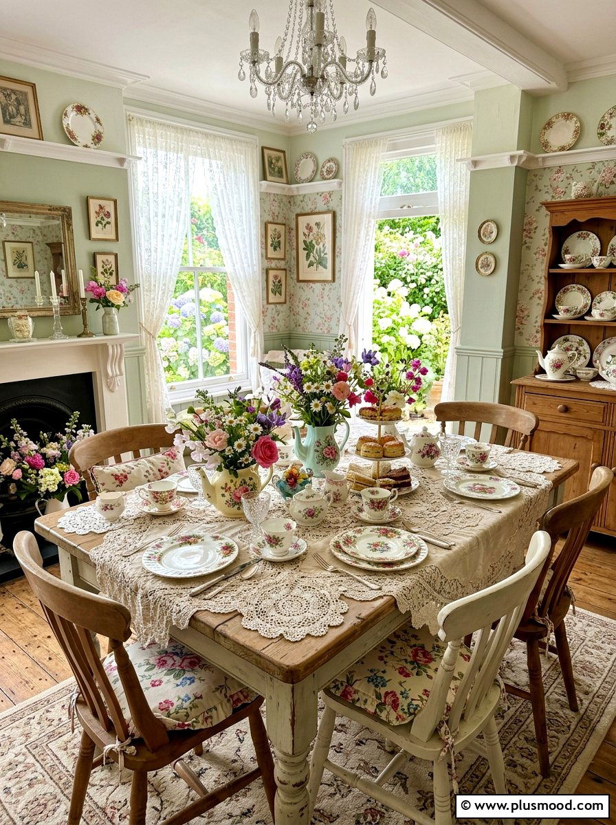 Vintage Floral Tea Table - 25 summer tablescape ideas