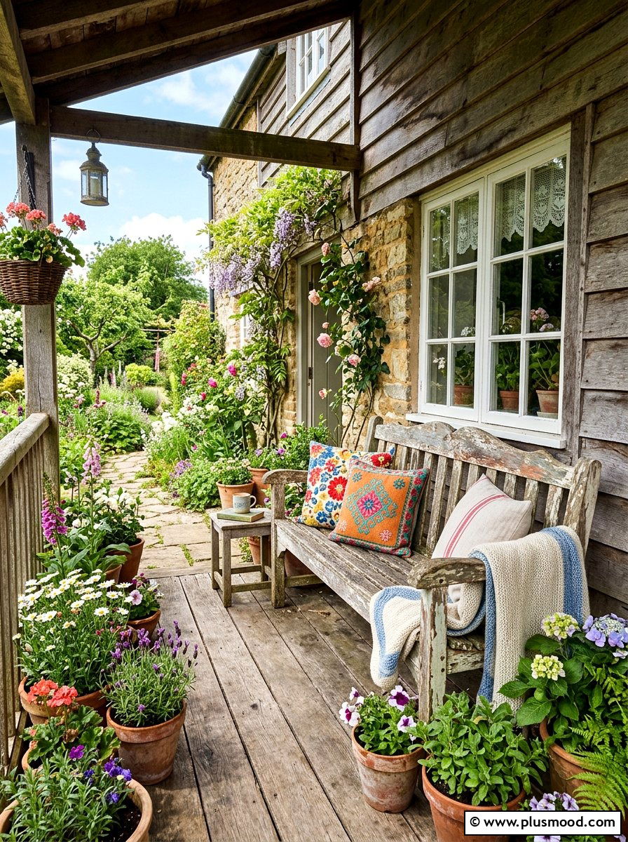 Vintage Garden Bench - 25 summer front porch decor ideas