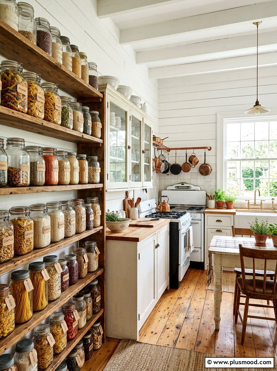 Vintage Glass Jars - 25 summer farmhouse kitchen decor ideas