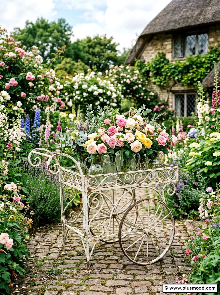 Vintage Iron Garden Cart - 25 summer patio bar cart ideas