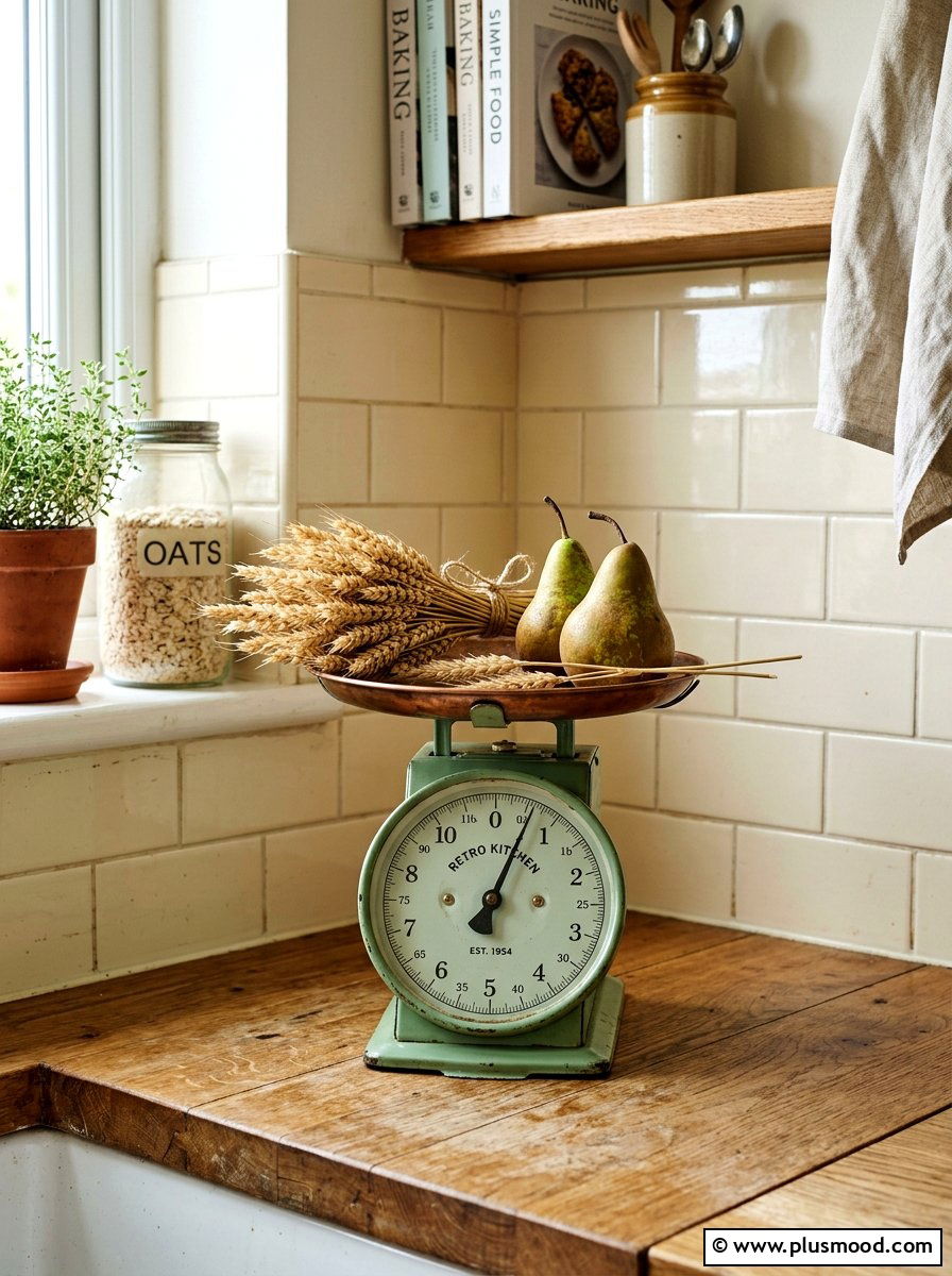 Vintage Kitchen Scale Vignette - 25 late summer kitchen decor ideas