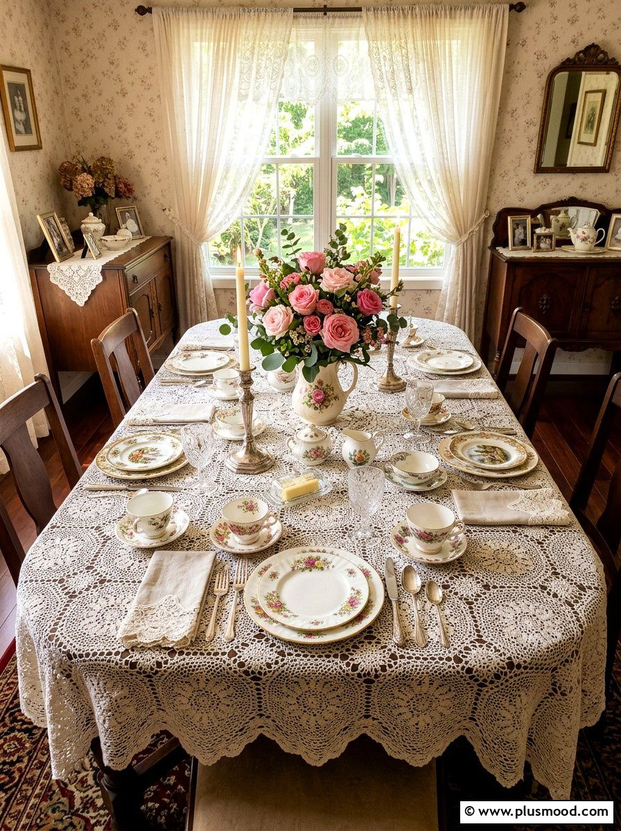 Vintage Lace Table - 25 summer kitchen table decor ideas
