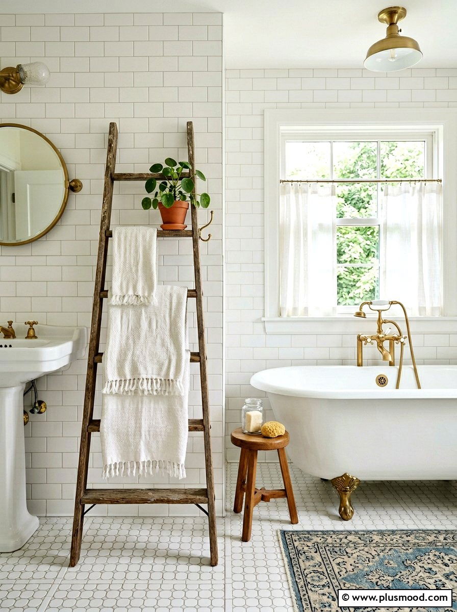 Vintage Ladder Displays - 25 summer farmhouse home decor ideas