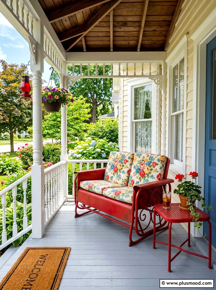Vintage Metal Glider - 25 summer porch decorating ideas