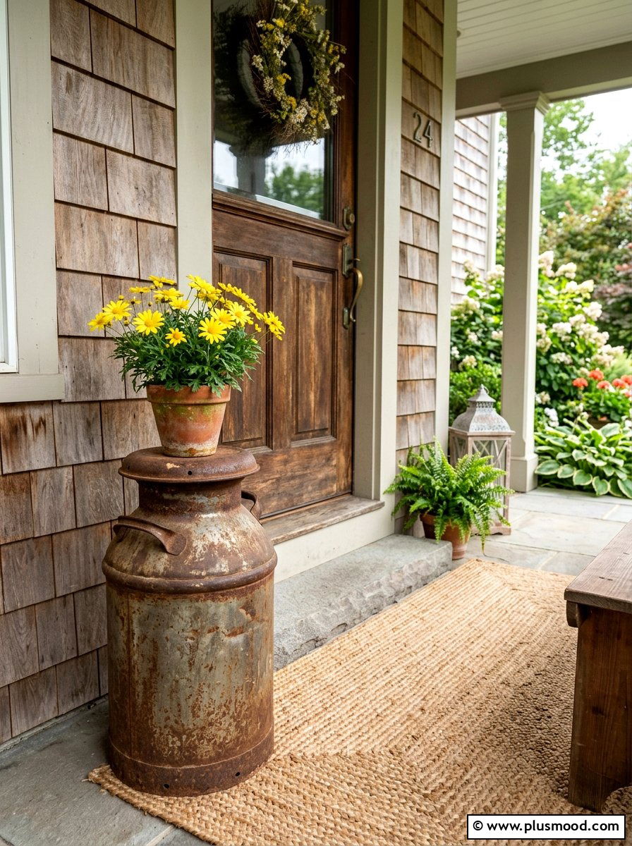 Vintage Milk Can - 25 summer rustic front porch ideas