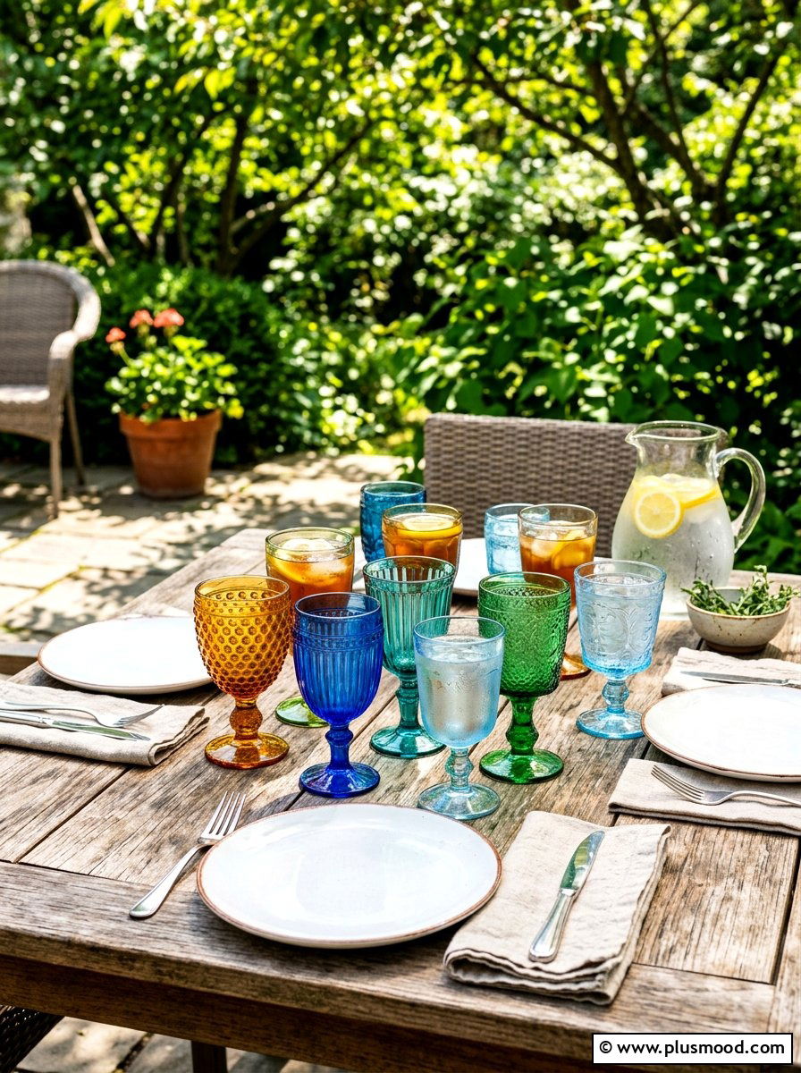 Vintage Patio Glassware - 25 summer tablescape ideas for outdoor dining