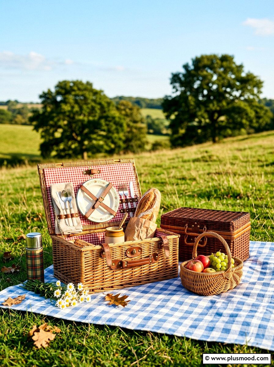 Vintage Picnic Basket Display - 25 summer picnic backyard ideas