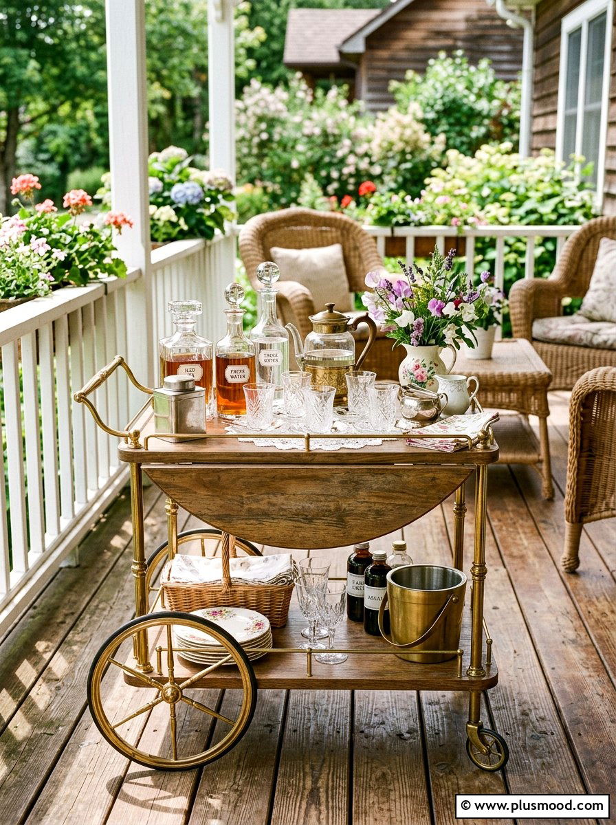 Vintage Rolling Bar Cart - 25 summer iced tea bar ideas