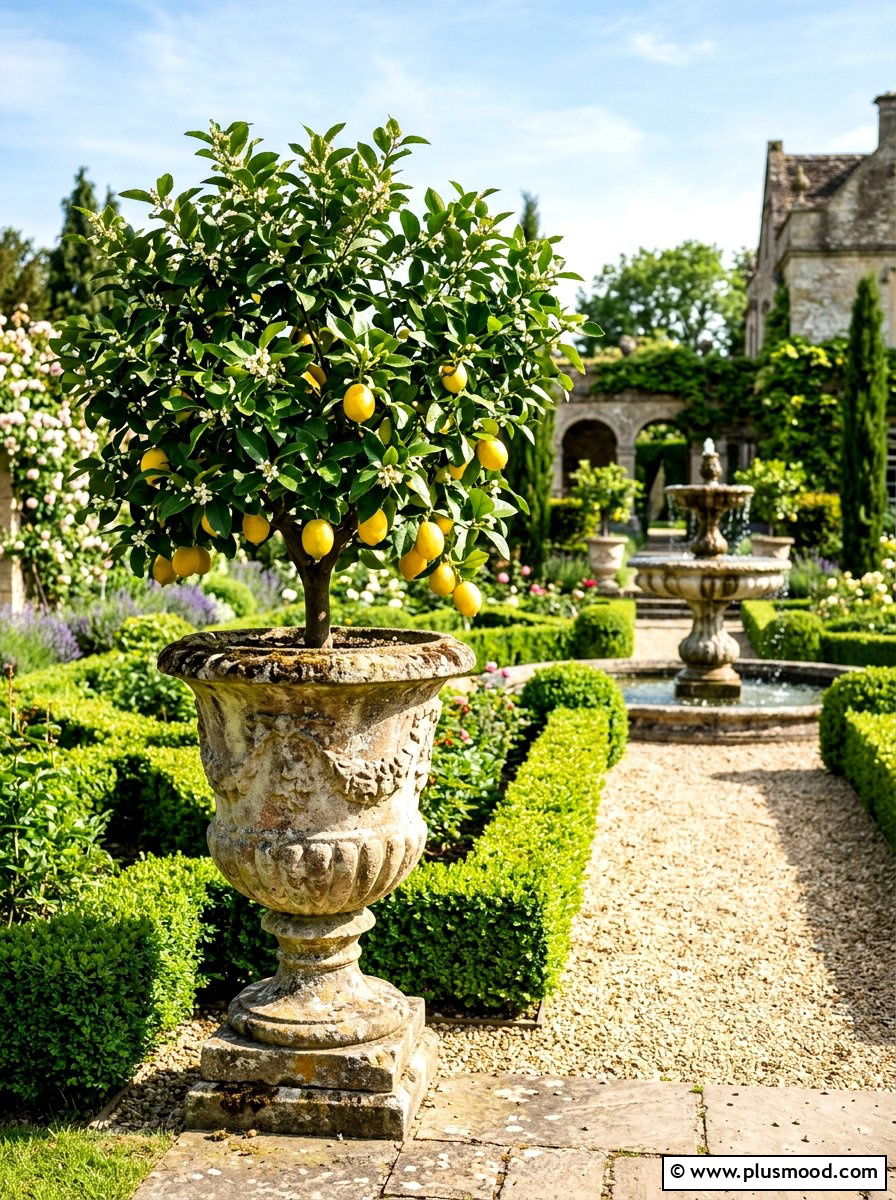 Vintage Stone Urn - 25 summer lemon tree planter ideas