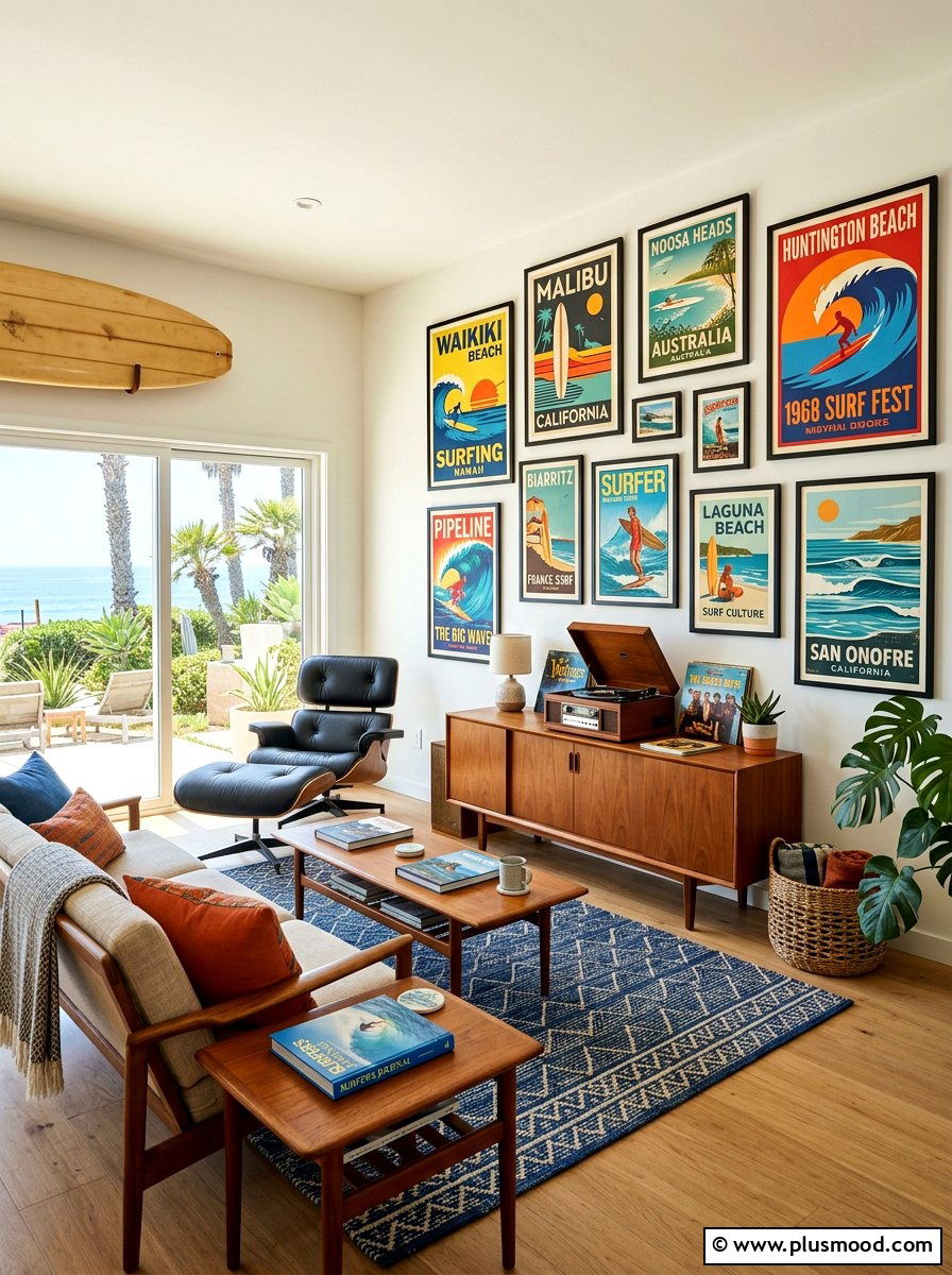 Vintage Surf Poster - 25 summer wall art ideas for living room
