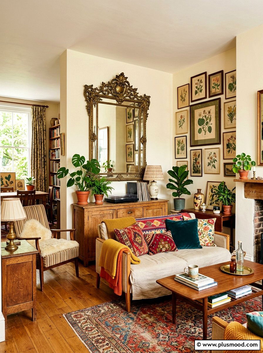 Vintage Thrifted Living Room - 25 summer living room makeover ideas