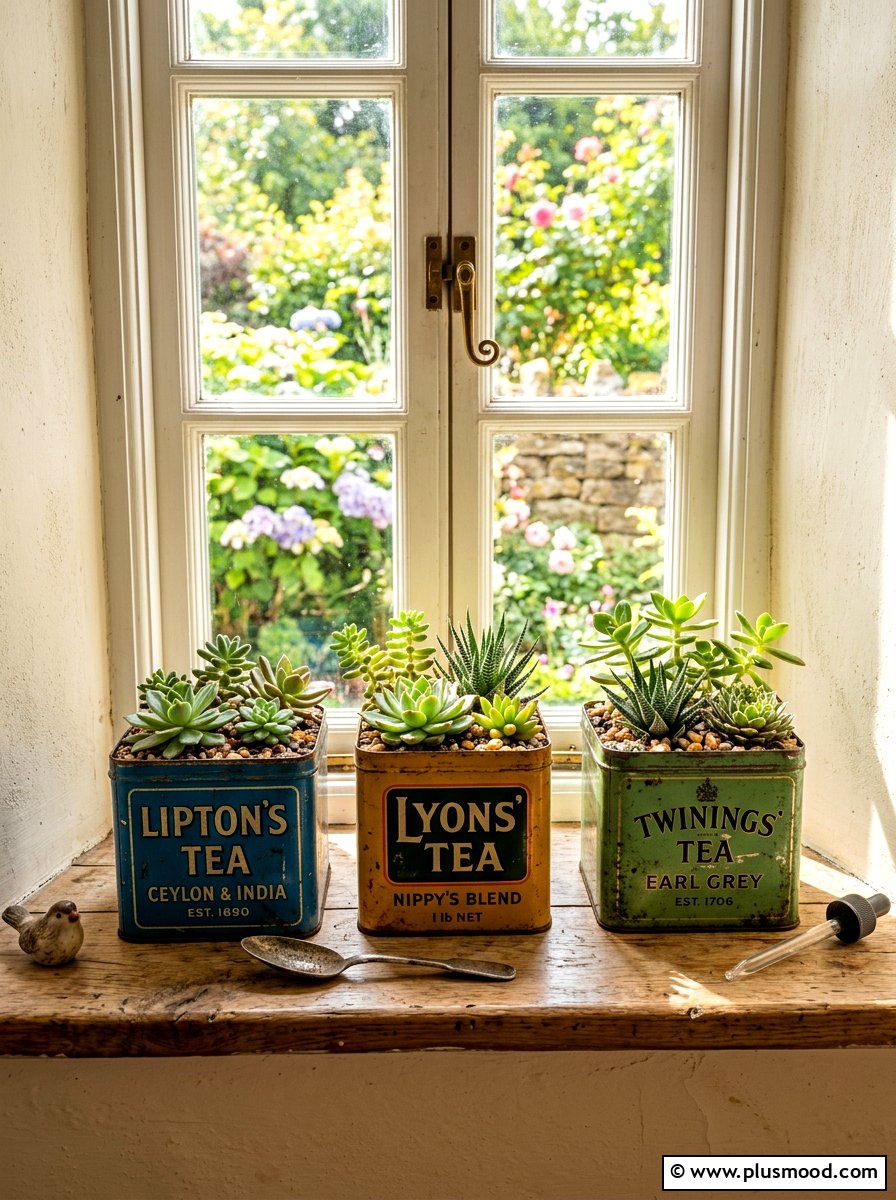 Vintage Tin Planter - 25 summer succulent planter ideas
