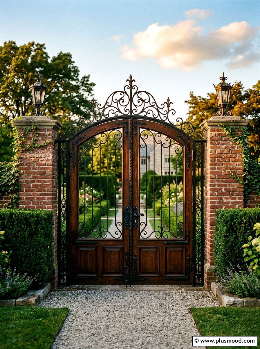 Vintage Wood Gate Wrought Iron - 25 outdoor garden decor ideas with wooden gate