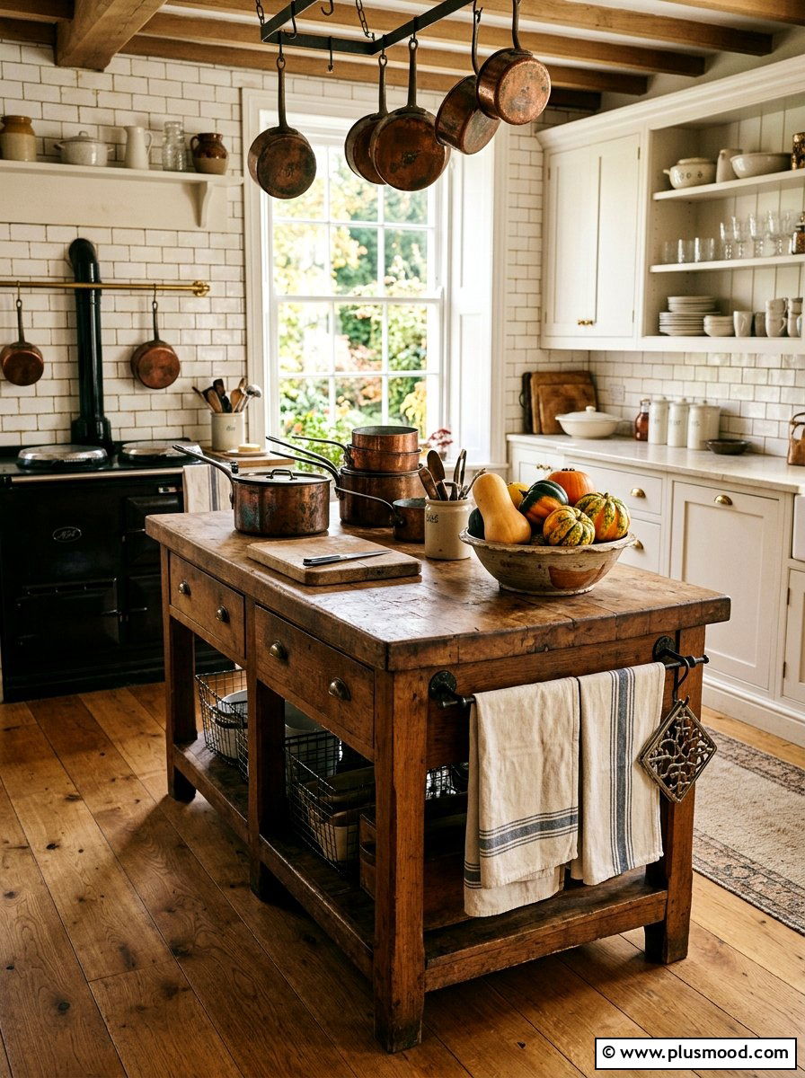 Vintage harvest kitchen island - 25 summer to fall transition decor ideas