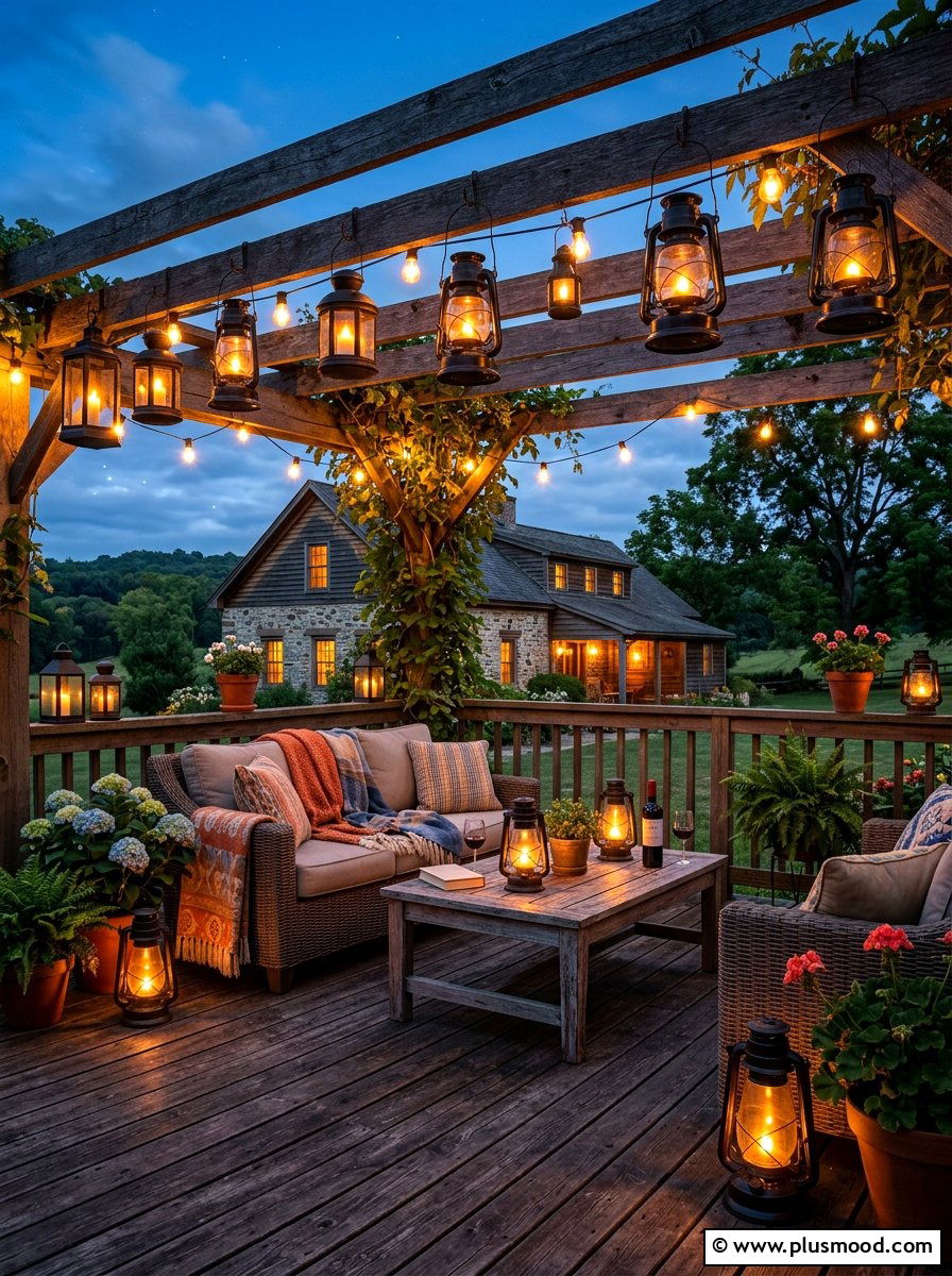 Vintage lantern patio lighting