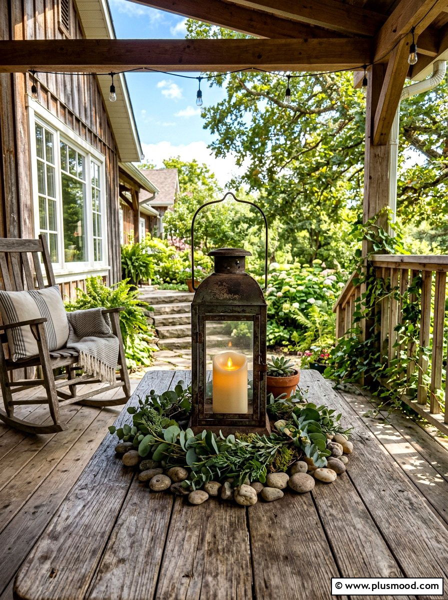Vintage lantern with outdoor candle 1 - 25 summer porch table decor ideas