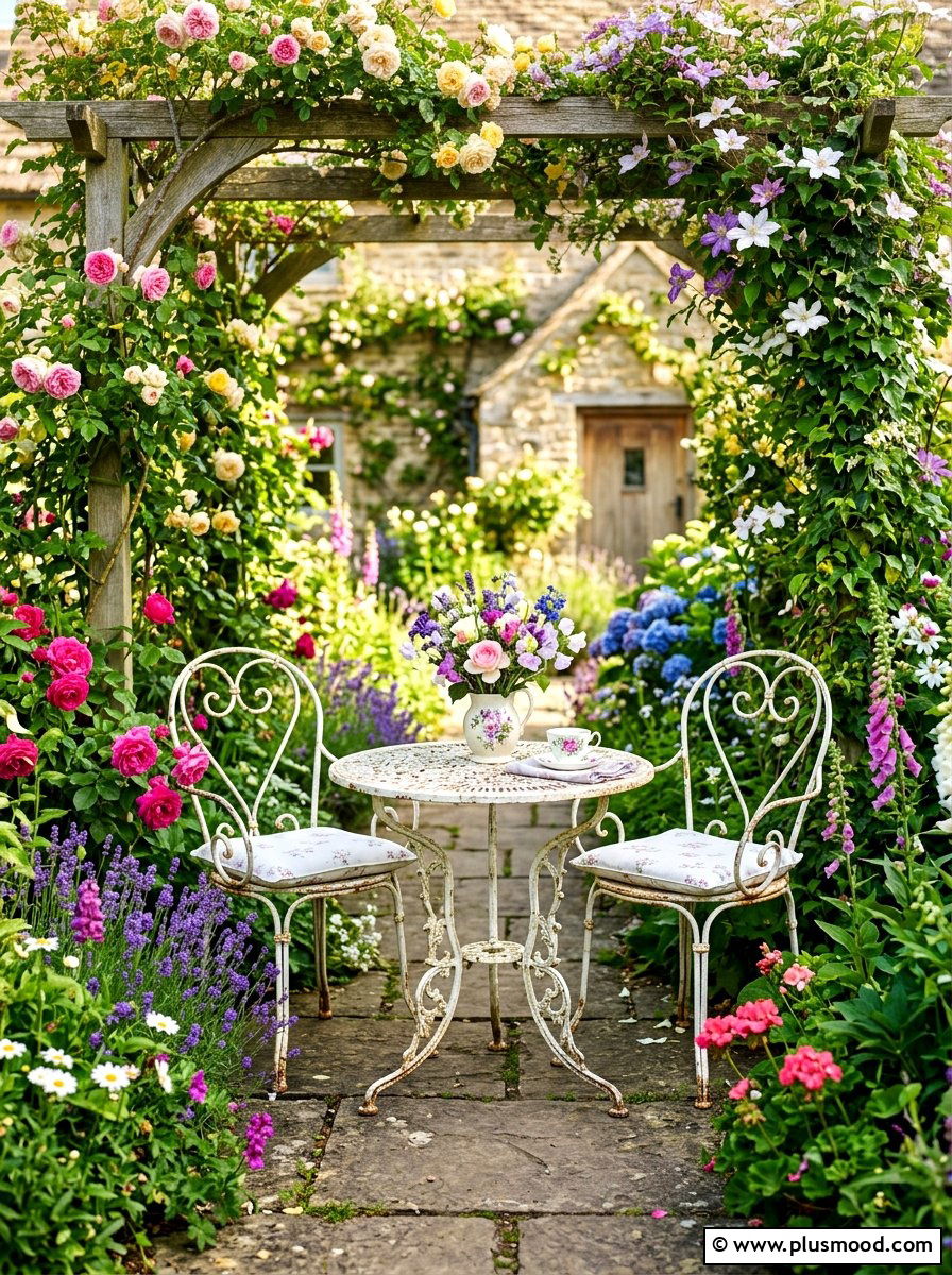 Vintage metal bistro set - 25 summer farmhouse outdoor entertaining ideas