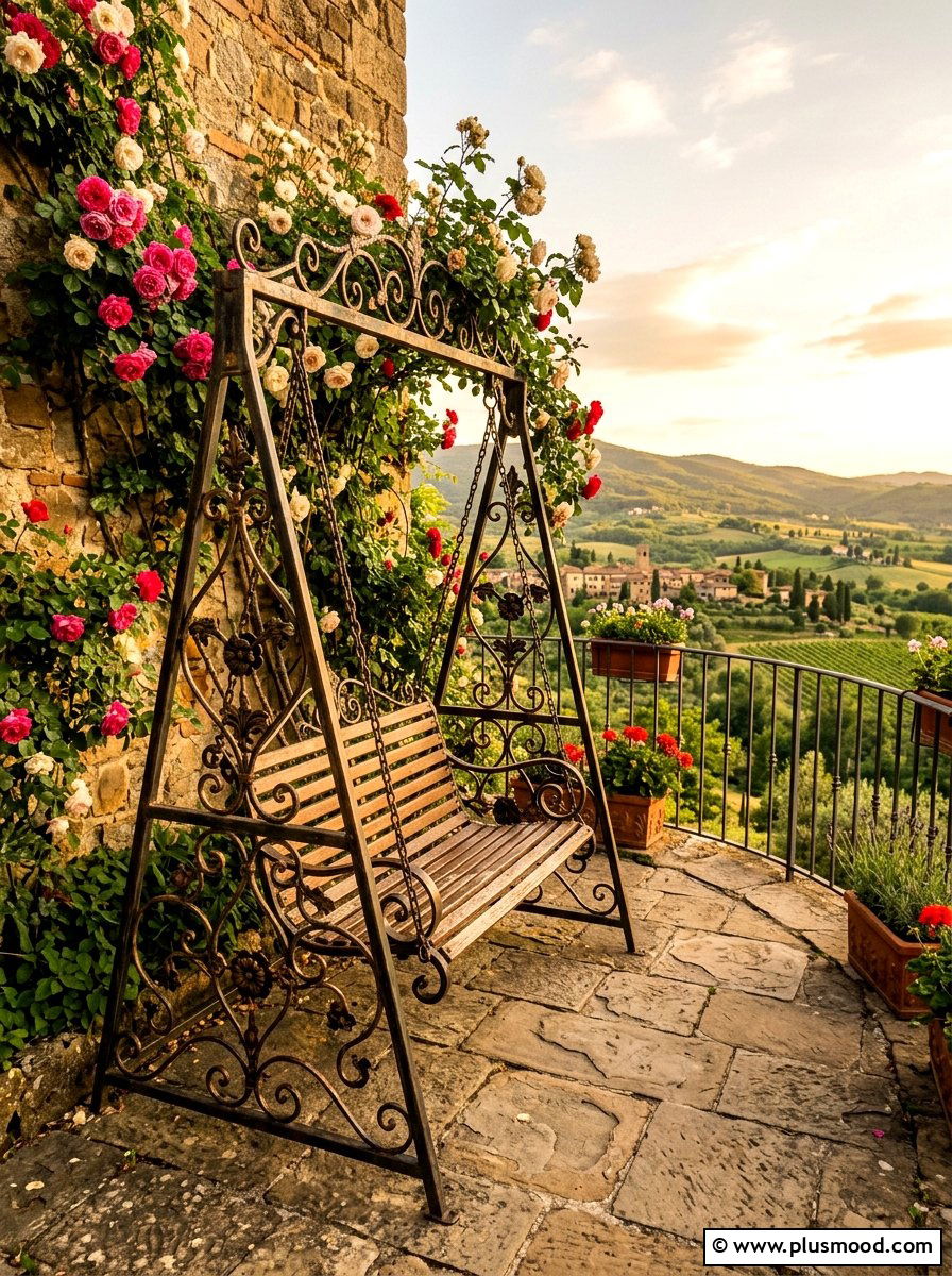 Vintage metal swing - 25 summer balcony swing chair ideas