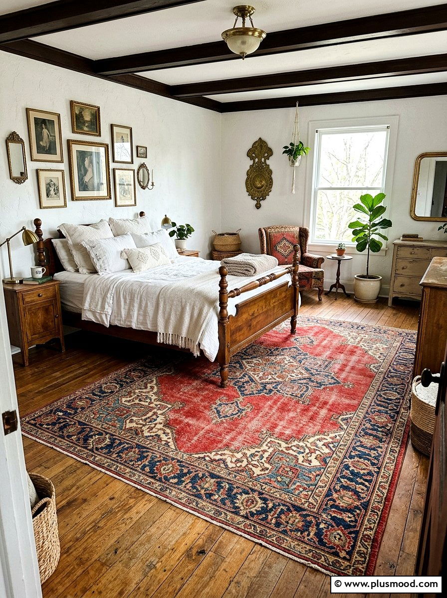 Vintage rug bedroom - 25 boho summer bedroom ideas