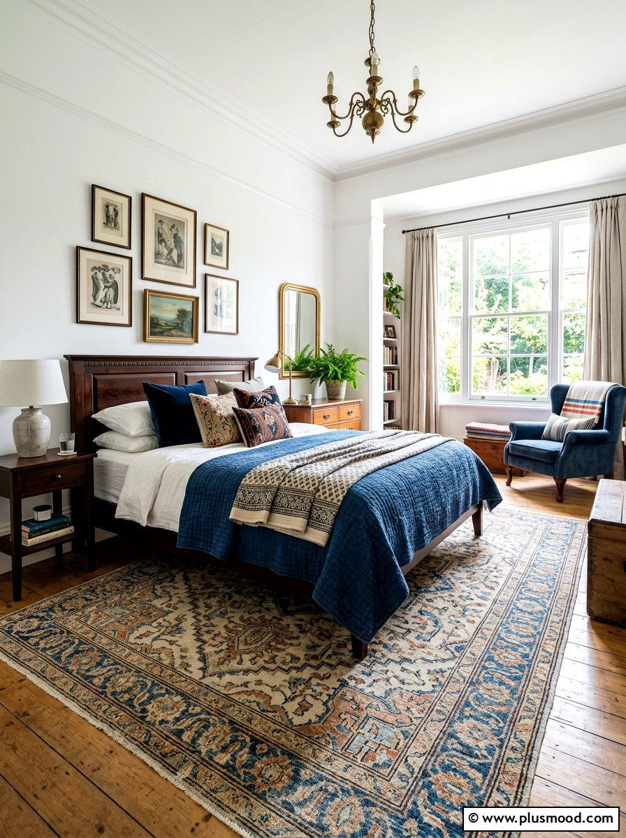 Vintage style rug - 25 late summer bedroom decor ideas