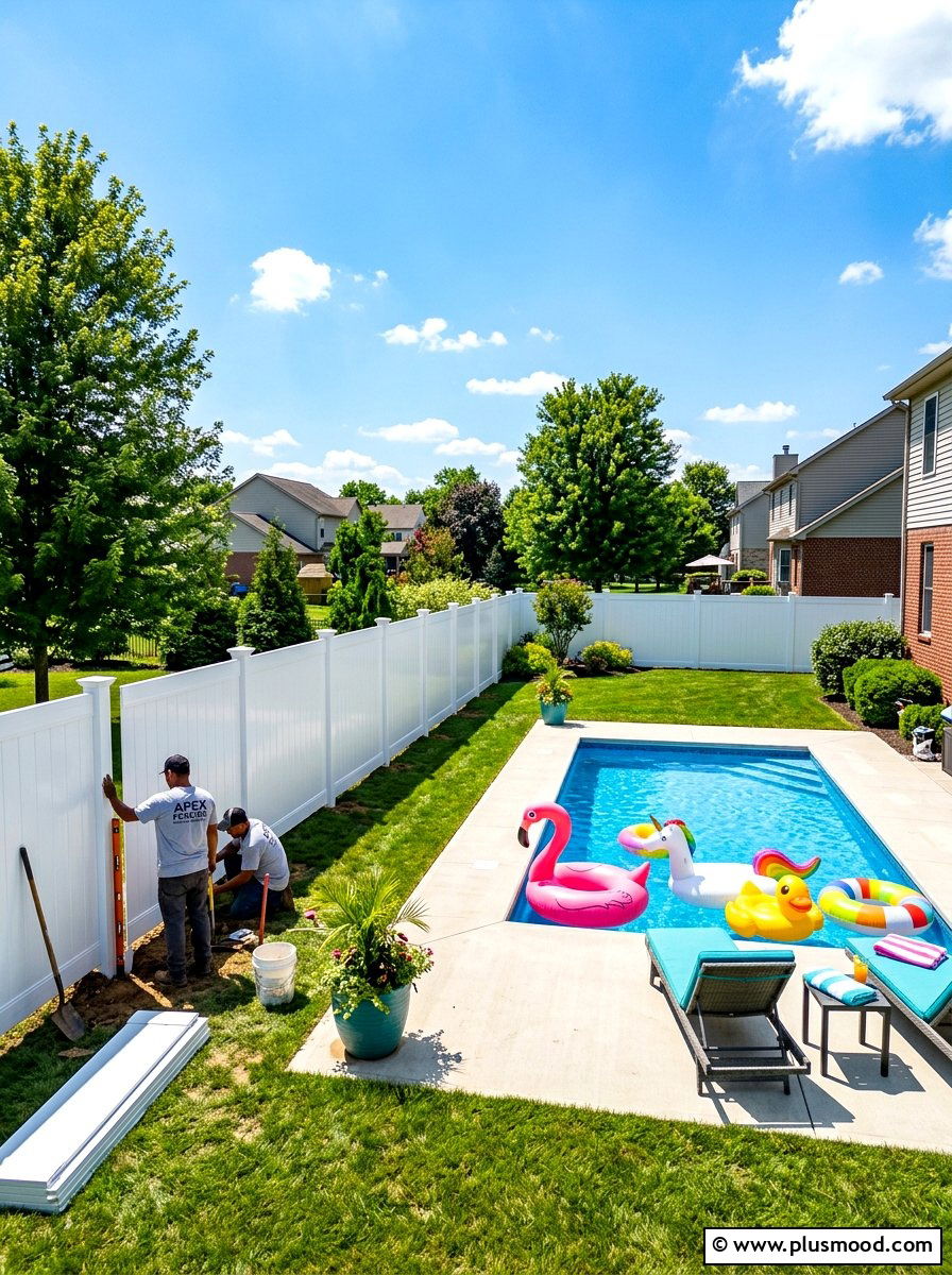 Vinyl privacy fence installation - 25 summer pool privacy ideas