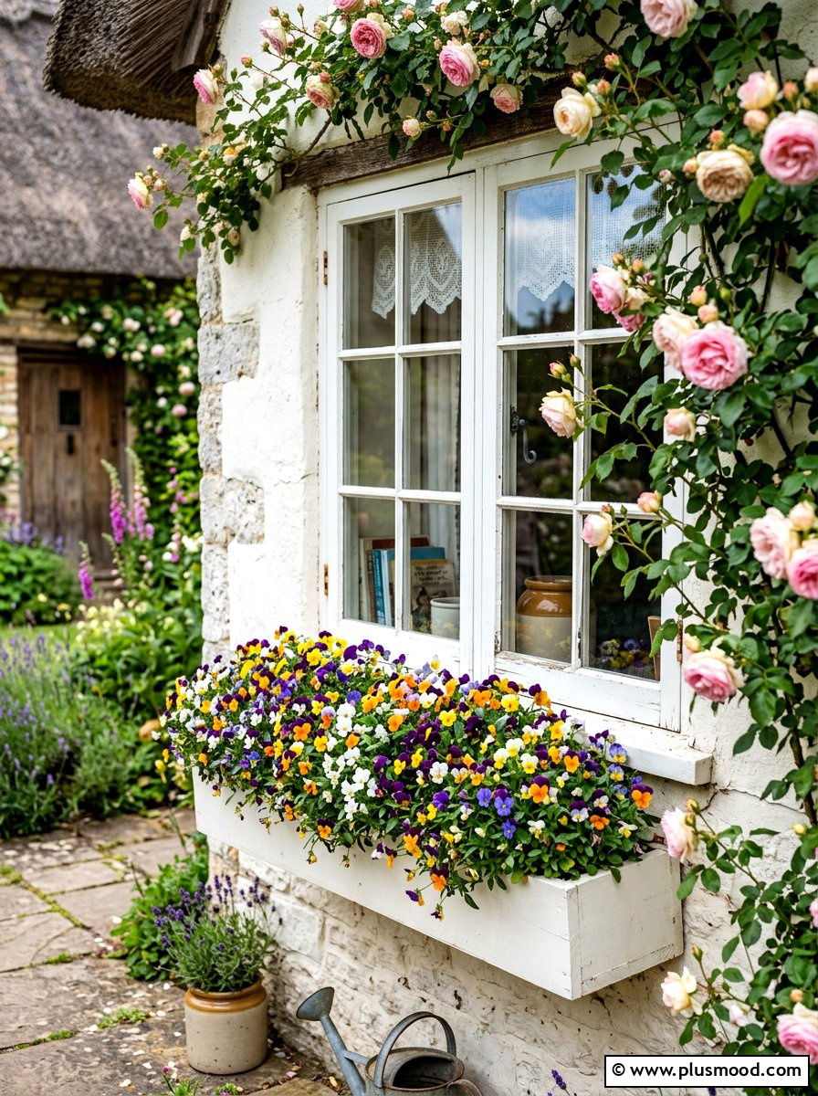 Viola Window Box - 25 end of summer planter refresh ideas