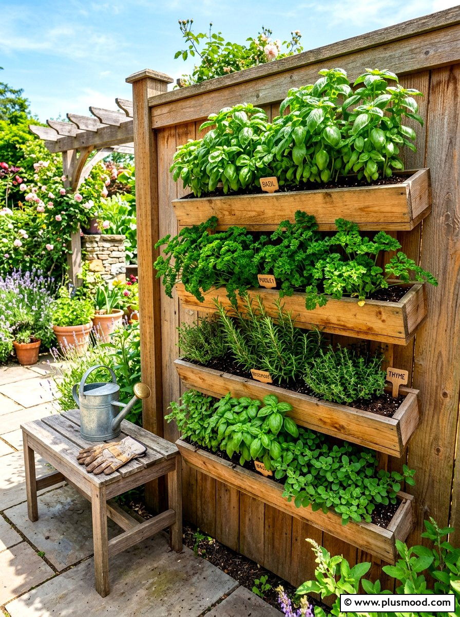 Wall Hanging Herbs - 25 summer backyard cheap makeover ideas