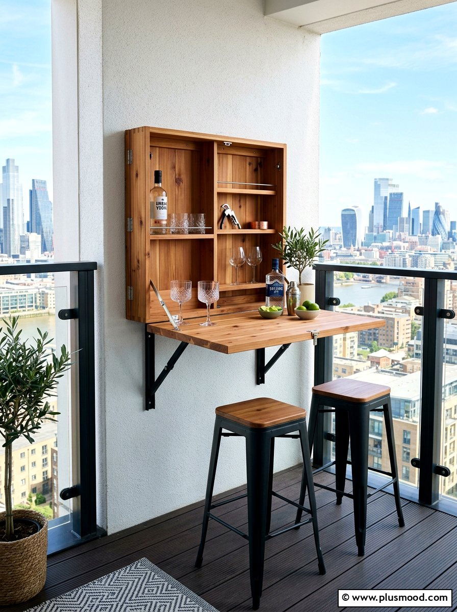 Wall Mounted Folding Bar - 25 summer patio bar ideas