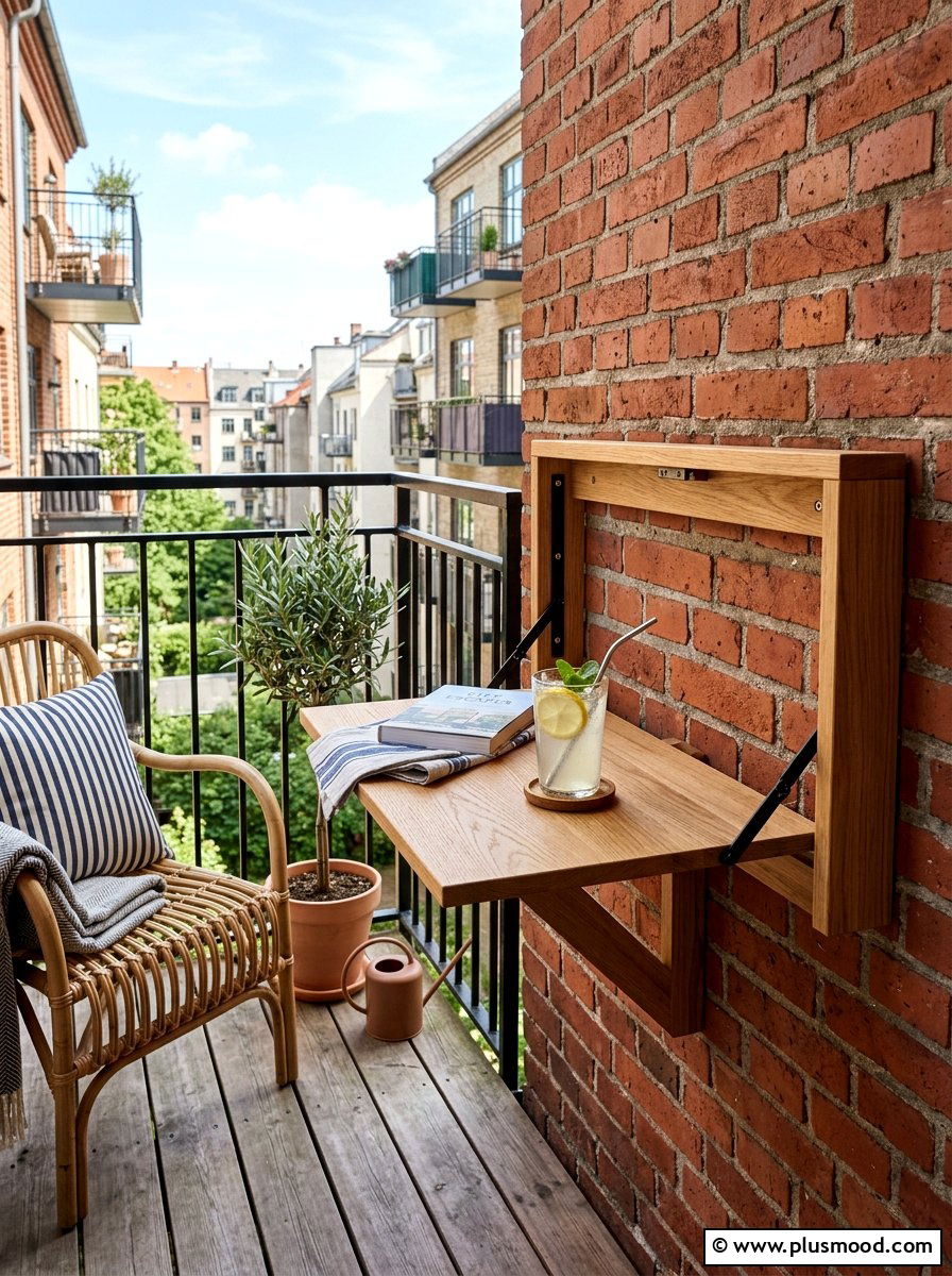 Wall Mounted Folding Table - 25 small backyard ideas for apartments