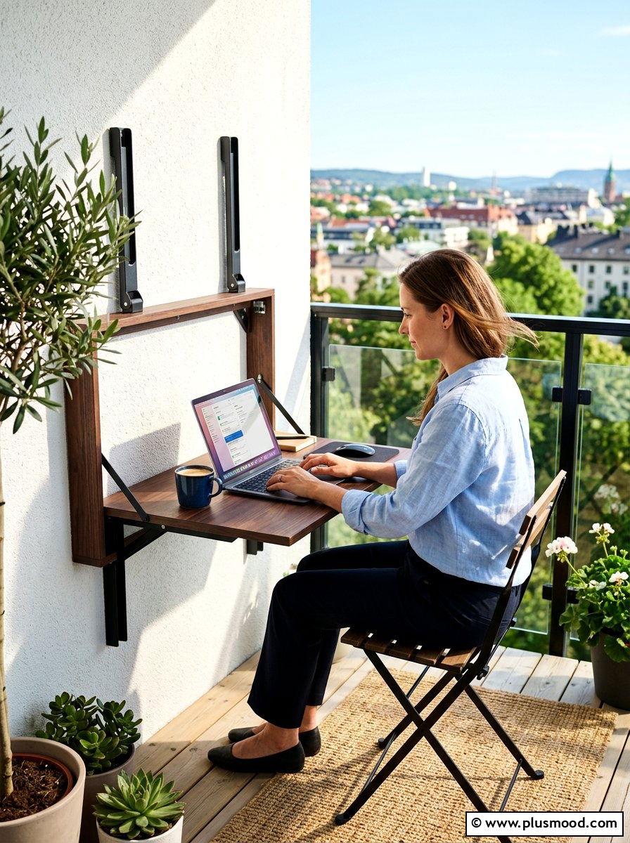 Wall Mounted Folding Table - 25 summer tiny balcony ideas