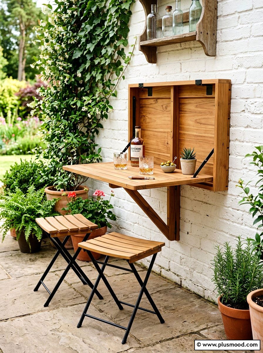 Wall Mounted Folding Table - 25 Small Backyard Ideas