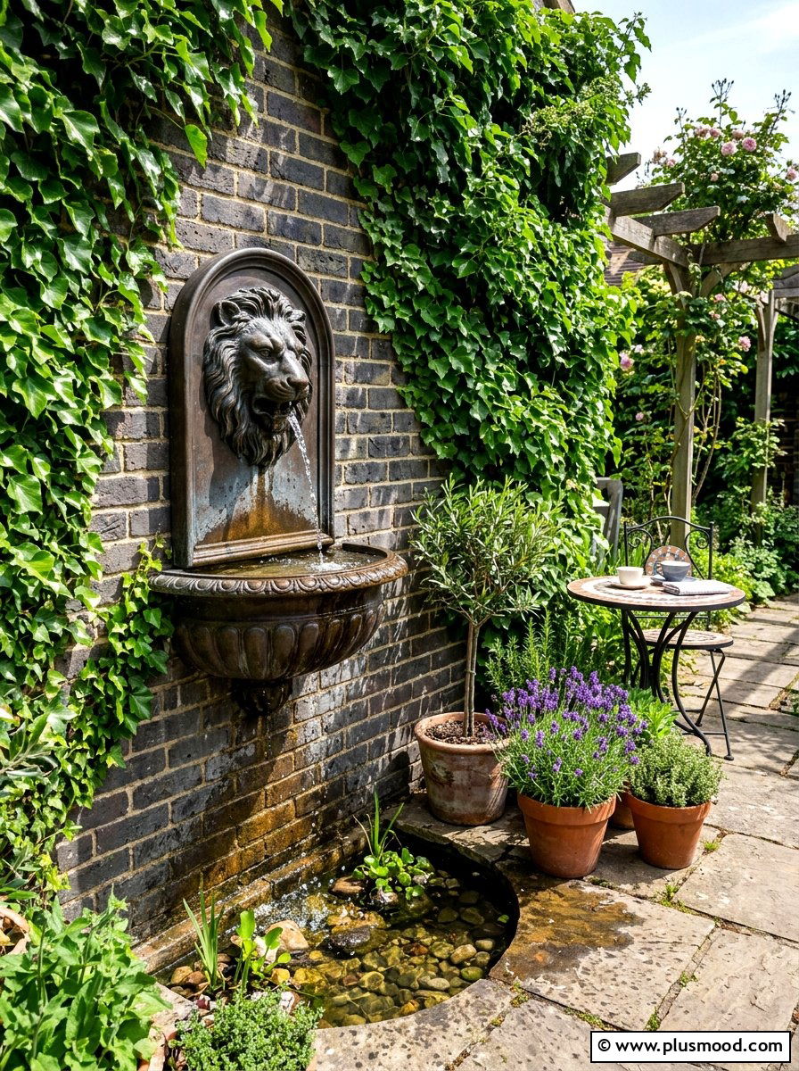 Wall Mounted Fountain - 25 summer backyard water feature ideas