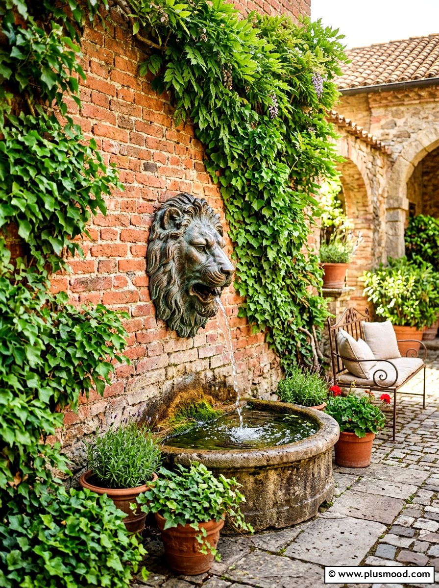 Wall Mounted Lion Head - 25 summer garden fountain ideas