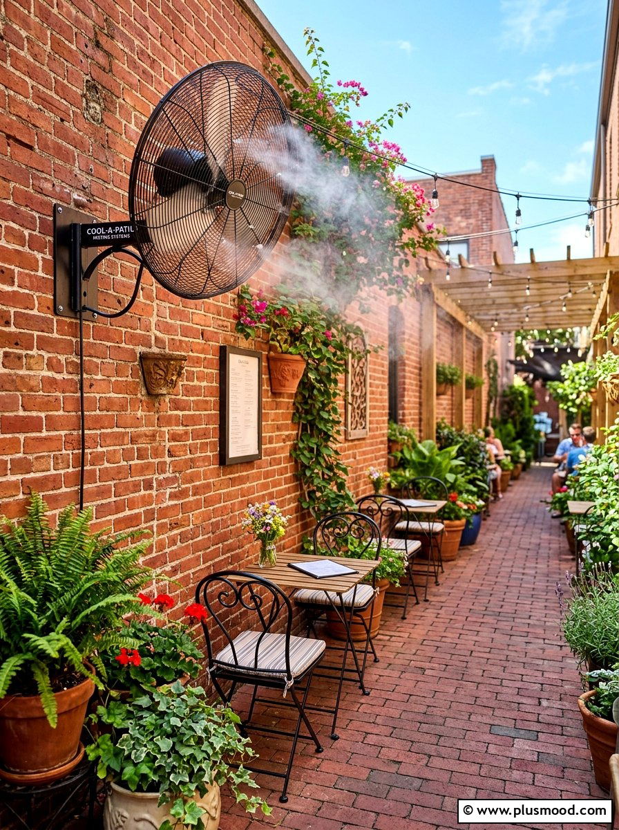 Wall Mounted Misting Blower - 25 summer misting patio ideas