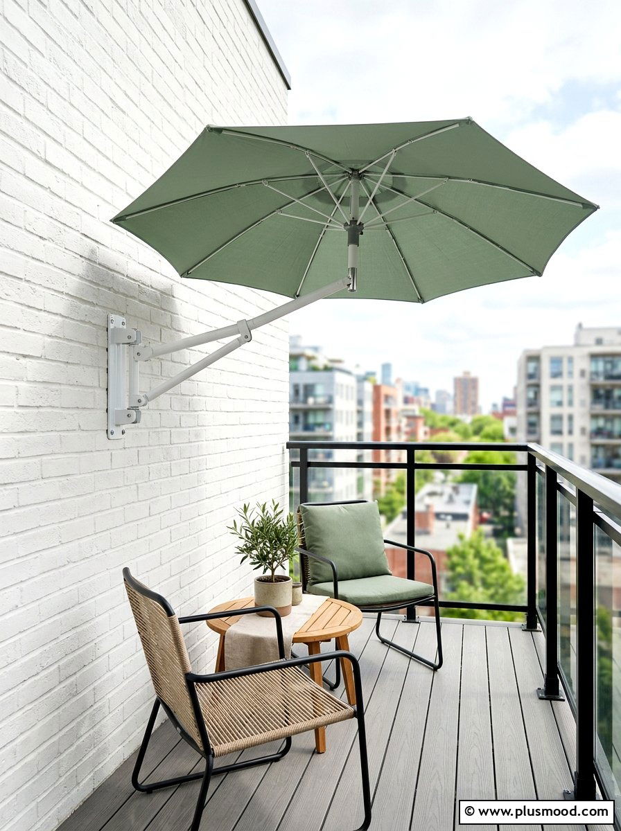 Wall Mounted Parasol - 25 small backyard ideas with shade