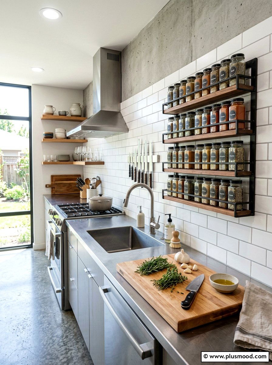 Wall Mounted Spice Rack - 25 summer kitchen organization ideas