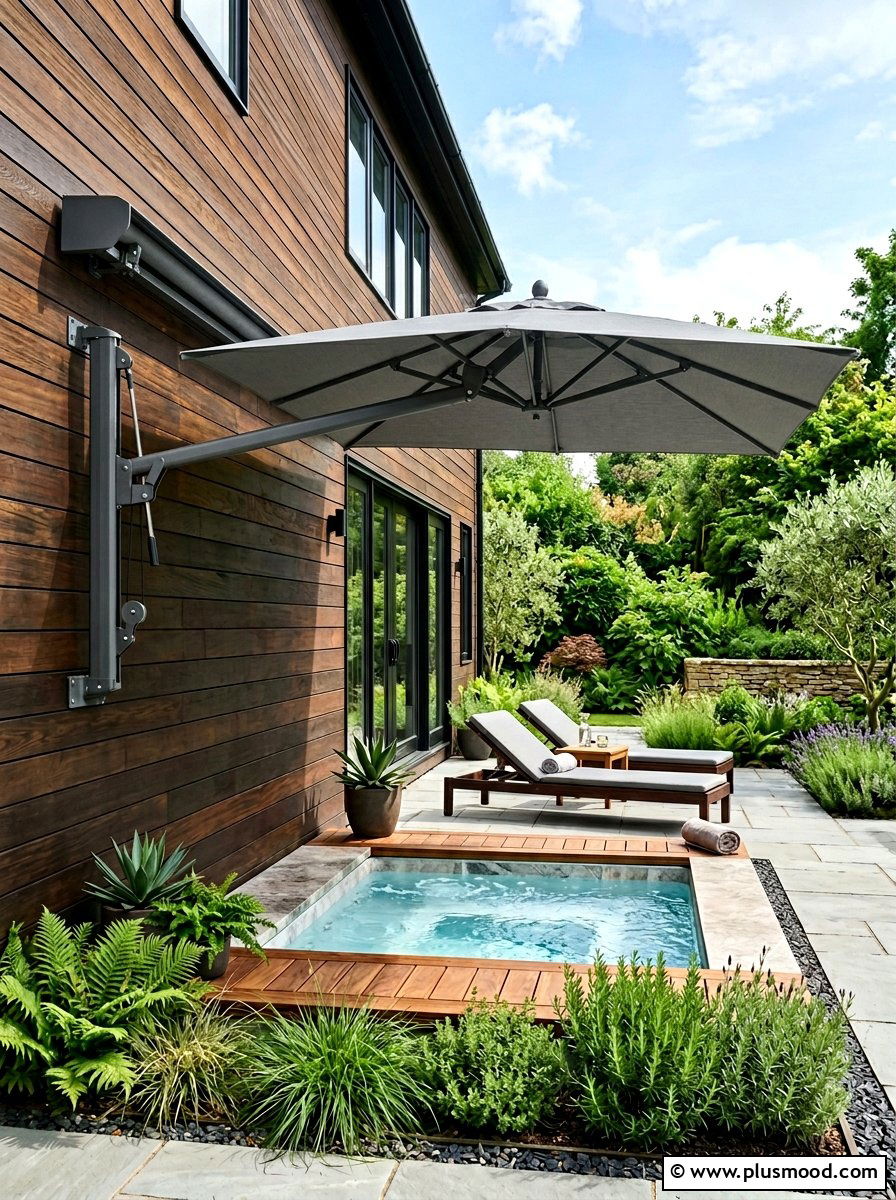 Wall Mounted Umbrella - 25 summer poolside umbrella ideas