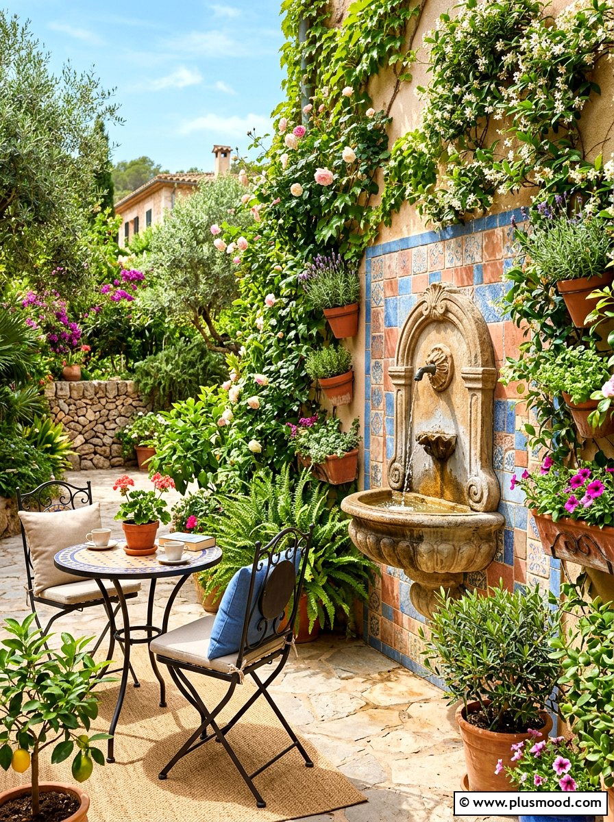 Wall Mounted Water Fountain - 25 summer patio ideas with water feature