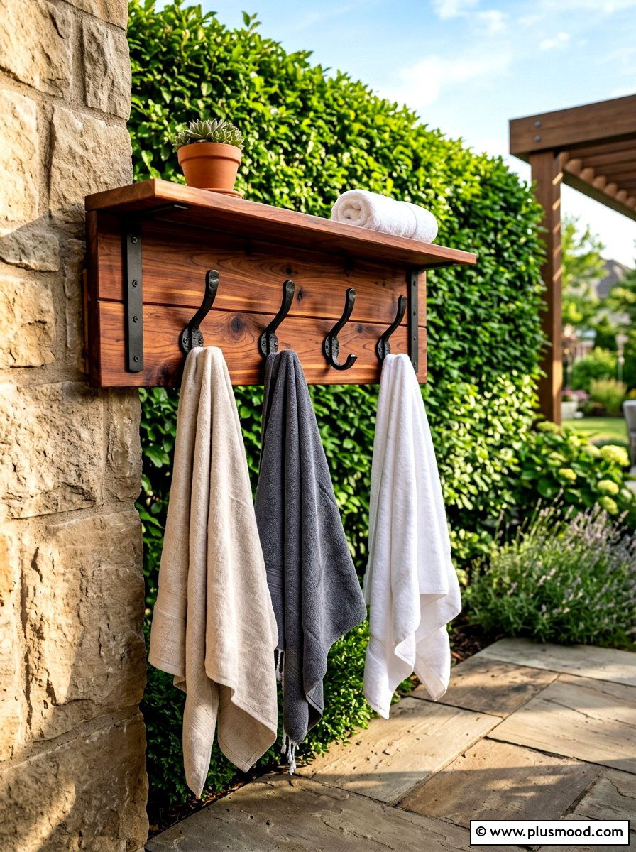 Wall Mounted Wood Towel Rack - 25 summer towel station ideas for pool area