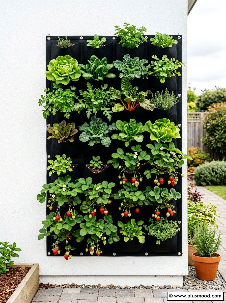 Wall Pocket Hanging Garden - 25 small backyard ideas with vertical garden