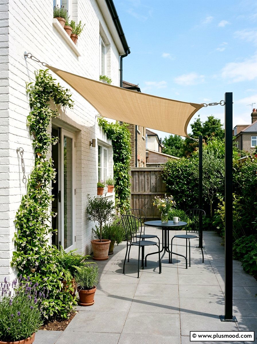 25 Small Backyard Ideas With Shade Sail for Chic Comfort