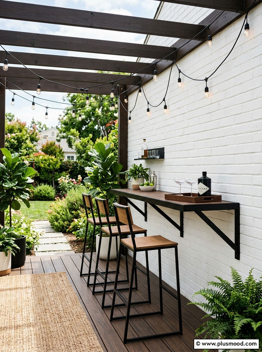 Wall mounted patio bar - 25 small backyard ideas with outdoor bar