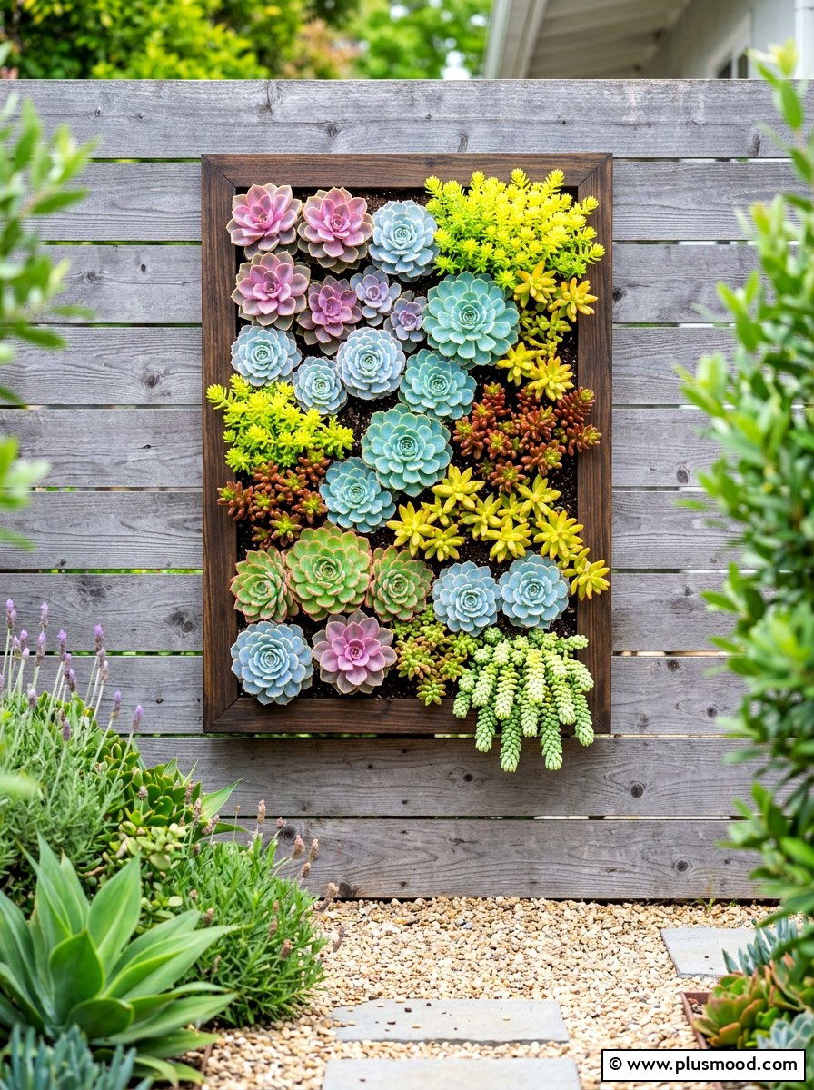 Wall mounted succulent - 25 summer garden ideas for small spaces