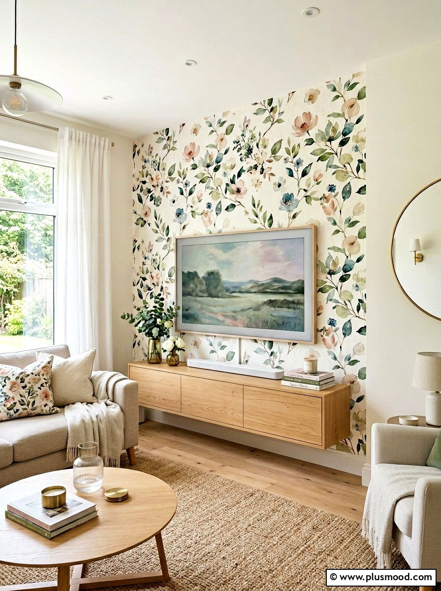 Wallpaper accent tv wall - 25 summer TV wall decor ideas