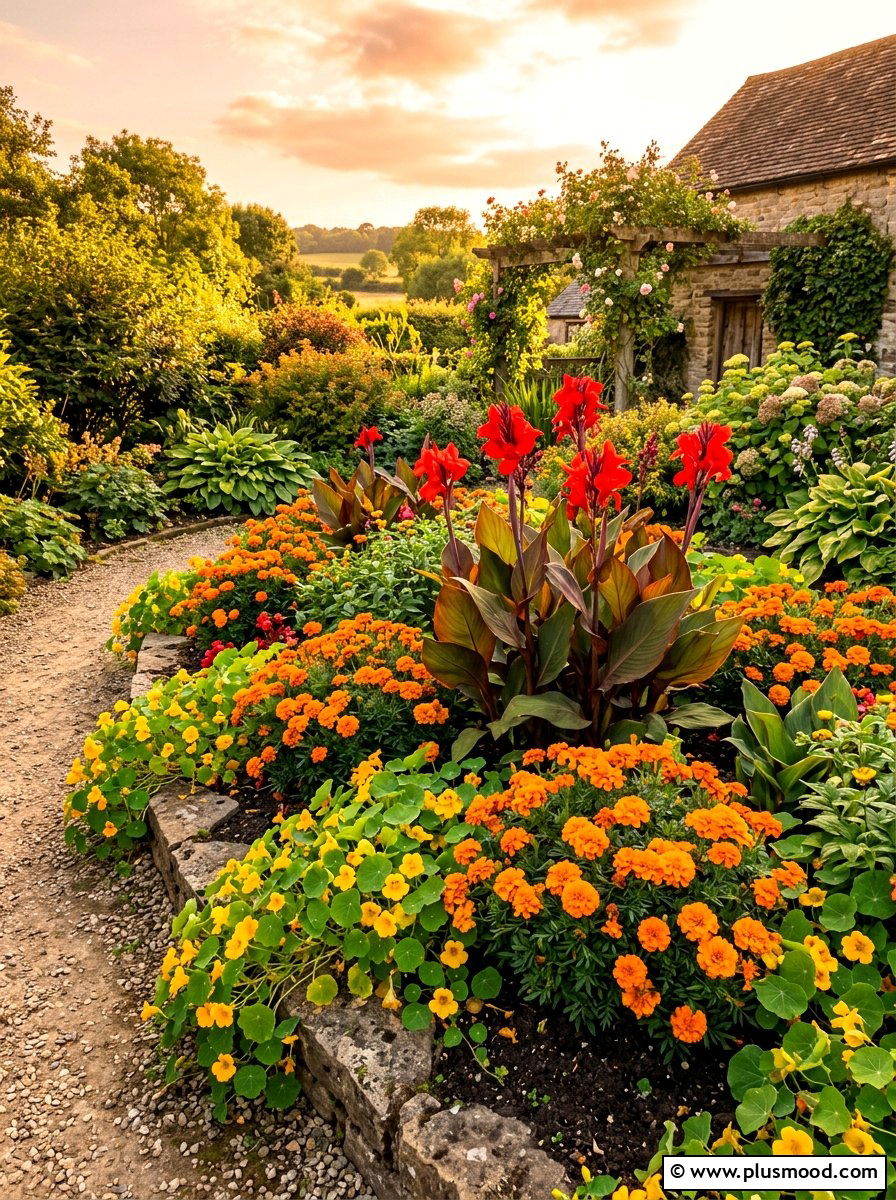 Warm Tone Garden - 25 summer layered flower bed ideas